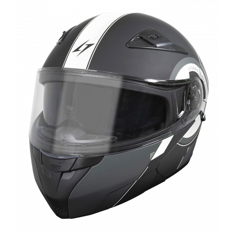 Casco Moto Modulare Stormer TURN Nero Opaco Bianco Vendita Online 