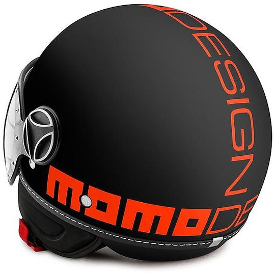 Casco Moto Momo Design Düsenjäger Matt Black Fluo orange Frost