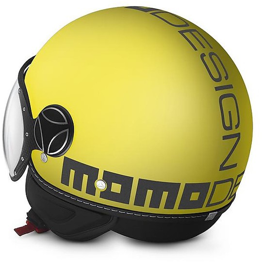 Casco Moto Momo Design Jet-Kämpfer klassische gelbe Matt Anthrazit