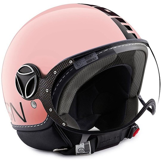 Casco Moto Momo Design Jet-Kämpfer Klassisches rosa Glossy Black