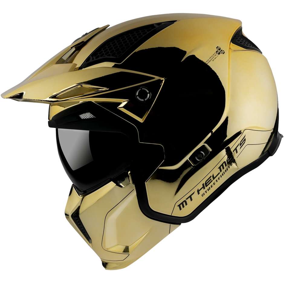 Casco Moto Mt Helmet STREETFIGHTER Sv CHROMED A9 Oro