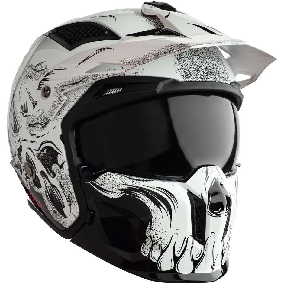 Casco Moto Mt Helmet STREETFIGHTER Sv DARKNESS A1 Nero Bianco Lucido