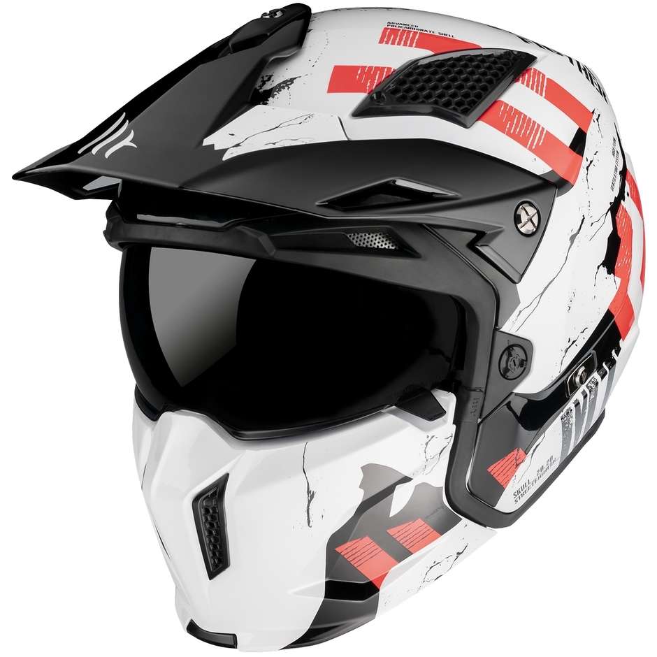 Casco Moto Mt Helmet STREETFIGHTER Sv SKULL A0 Bianco Perla