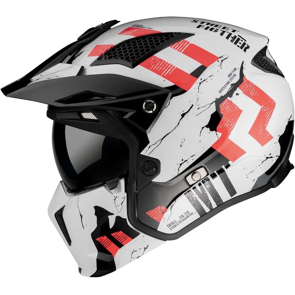 Casco Moto Mt Helmet STREETFIGHTER Sv SKULL A0 Bianco Perla