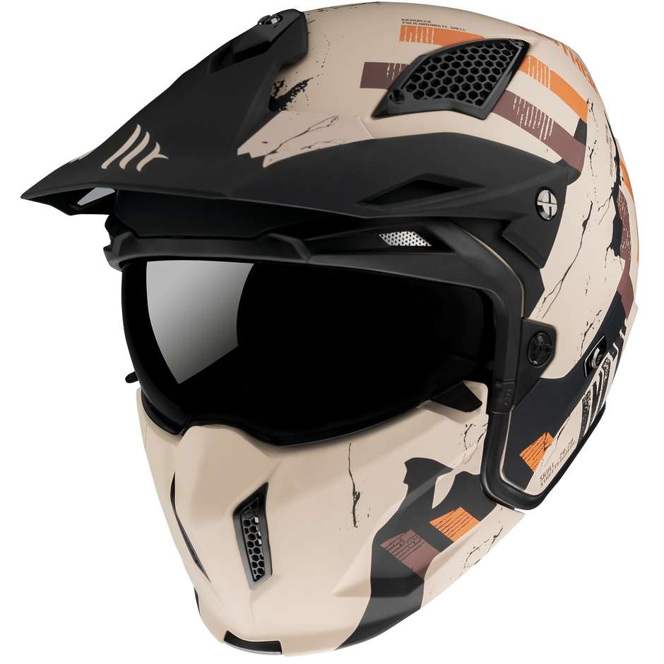 Casco Moto Mt Helmet STREETFIGHTER Sv SKULL2020 A14 Naranja Opaco