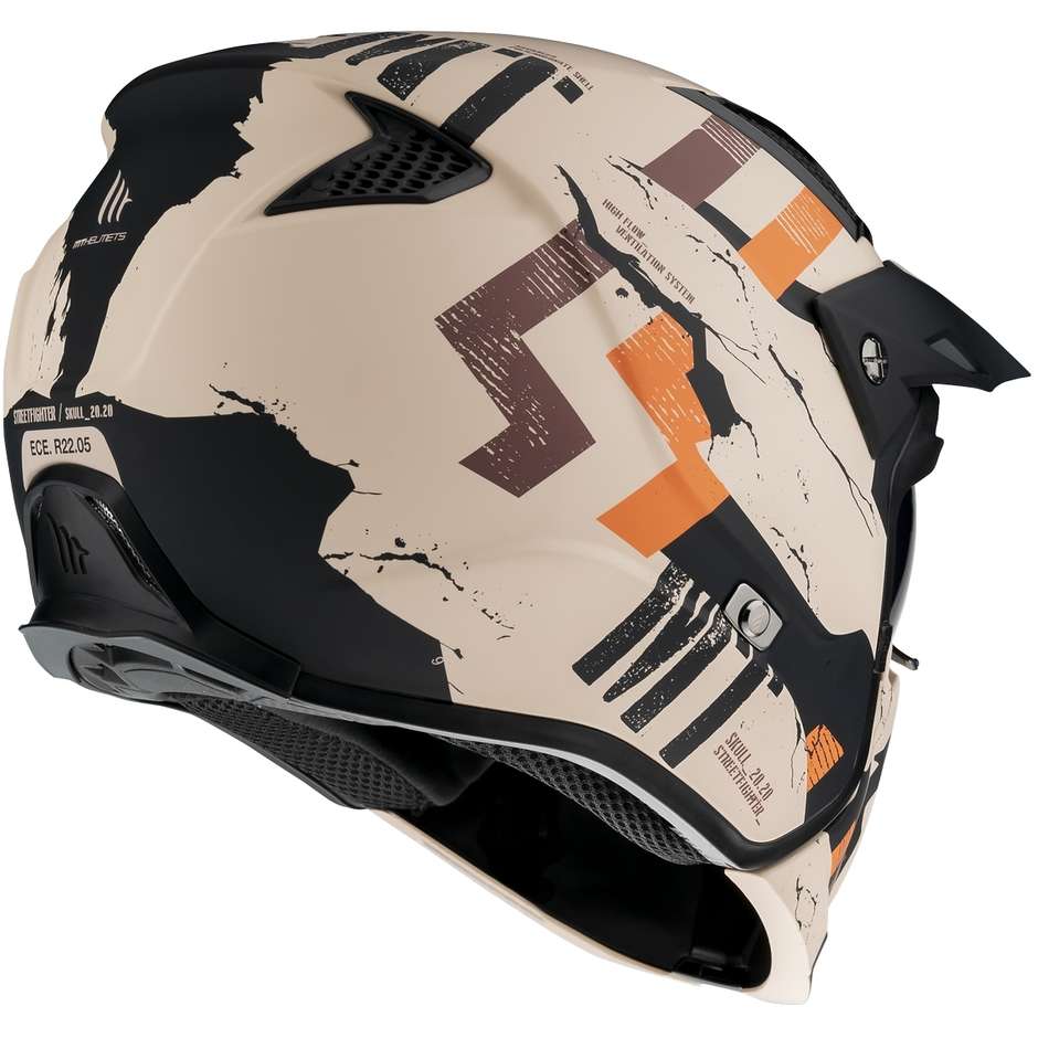 Casco Moto Mt Helmet STREETFIGHTER Sv SKULL2020 A14 Naranja Opaco