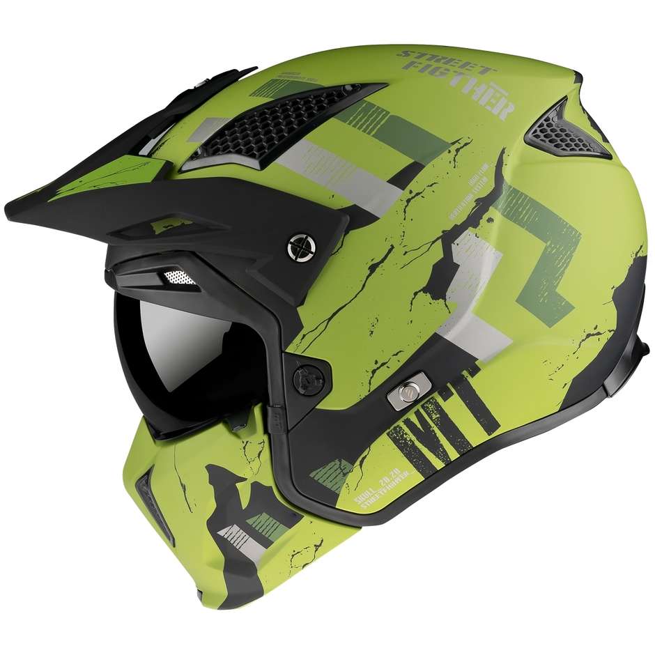 Casco Moto Mt Helmet STREETFIGHTER Sv SKULL2020 A16 Verde Opaco