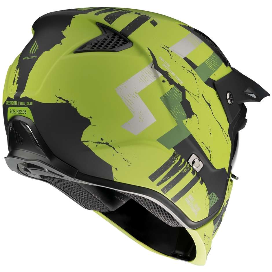 Casco Moto Mt Helmet STREETFIGHTER Sv SKULL2020 A16 Verde Opaco