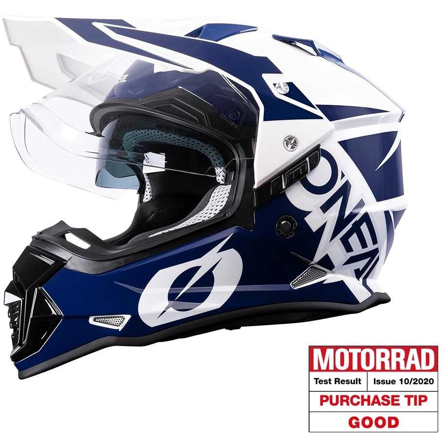 Casco Moto Onealierra Helmet R Blu Bianco
