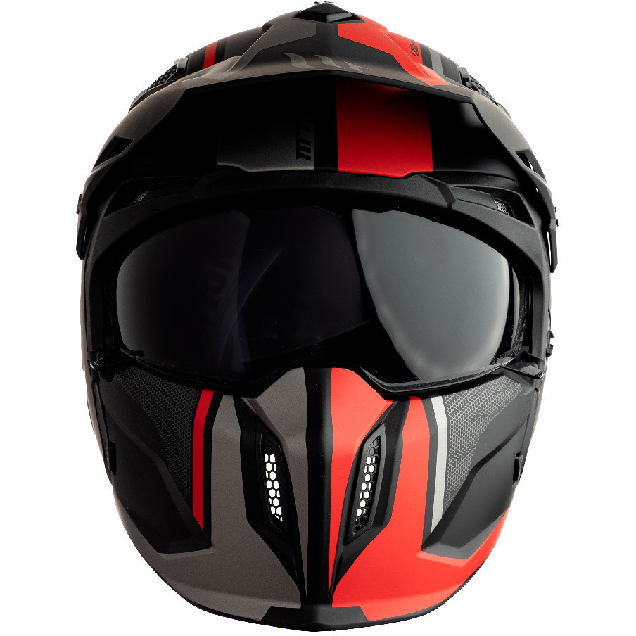 Casco Moto Trial Mt Helmet STREETFIGHTER Exrta Sv TWIN C5 Rosso Opaco