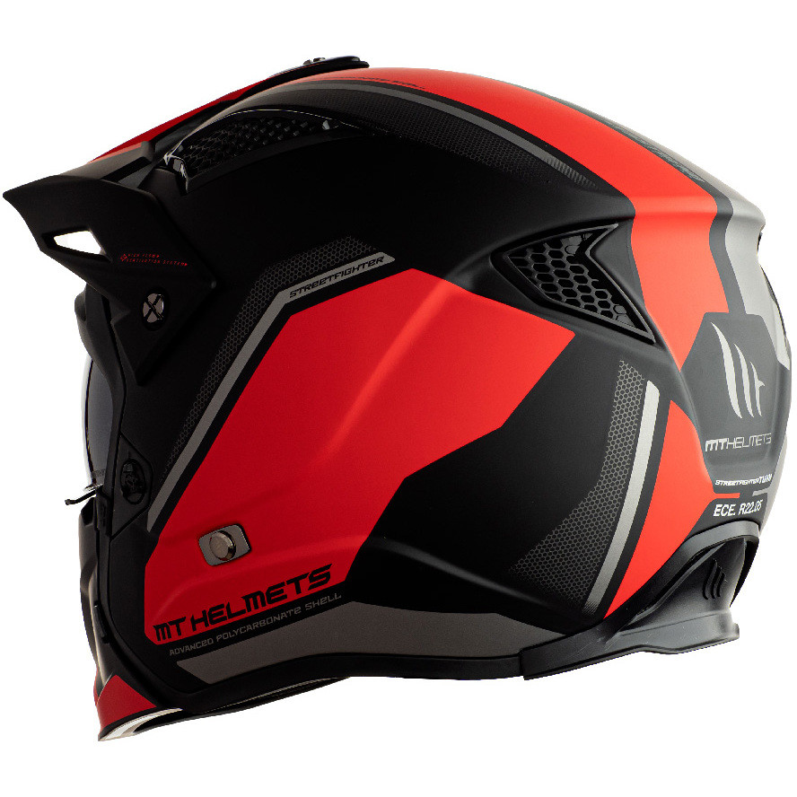 Casco Moto Trial Mt Helmet STREETFIGHTER Exrta Sv TWIN C5 Rosso Opaco