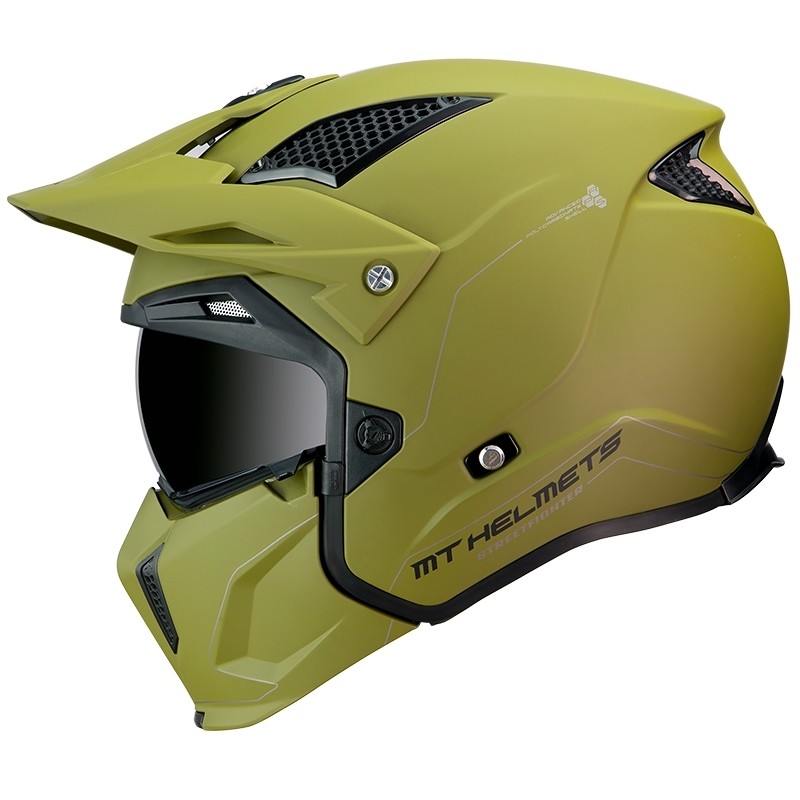 Casco Moto Trial Mt Helmet STREETFIGHTER Solid Exrta Sv Solid A6 Verde Opaco
