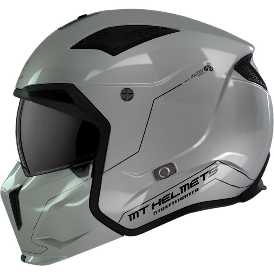 Casco Moto Trial Mt Helmet STREETFIGHTER SV S Solid A22 Grigio Lucido