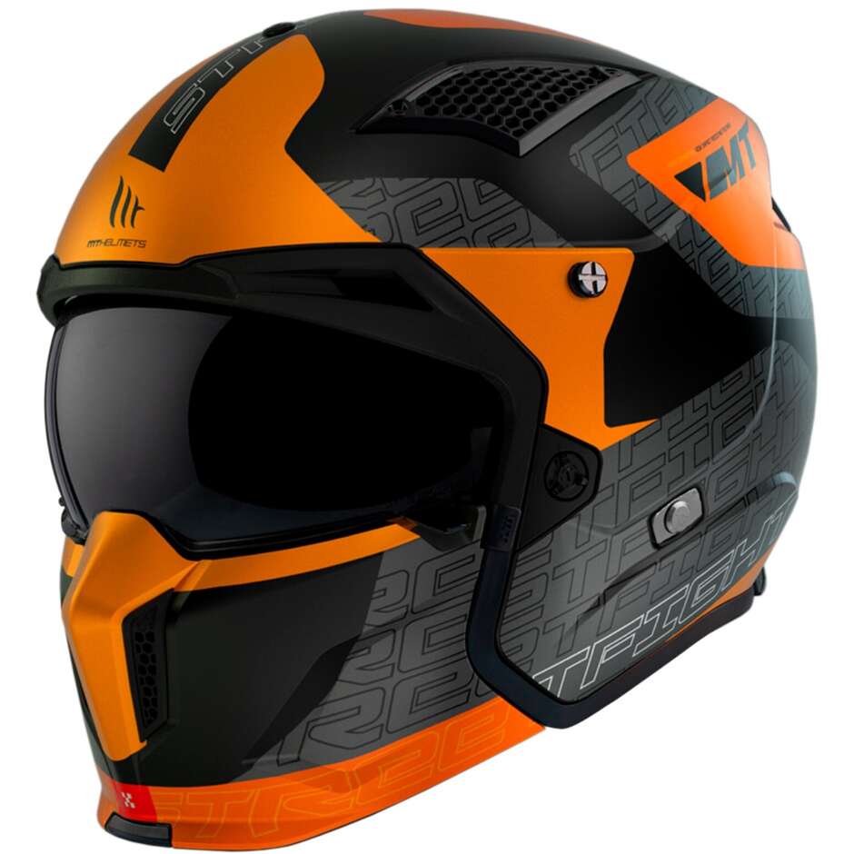 Casco Moto Trial Mt Helmet STREETFIGHTER SV S Totem B4 Arancio Opaco