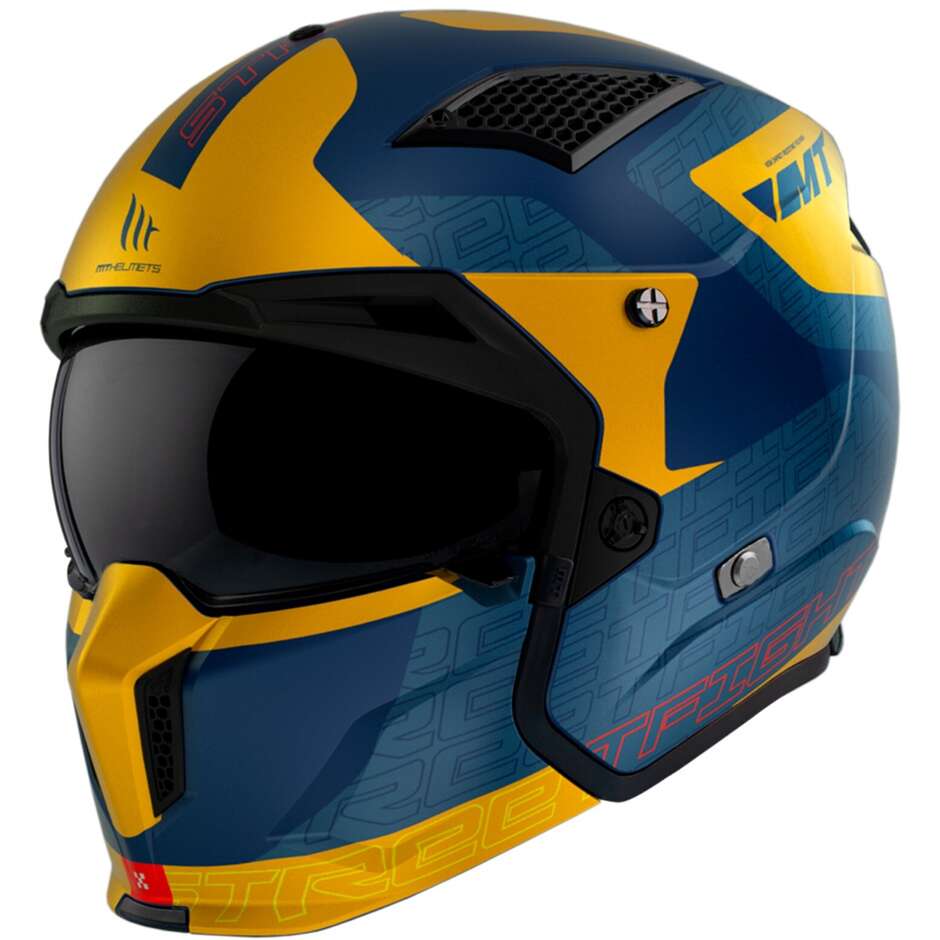 Casco Moto Trial Mt Helmet STREETFIGHTER SV S Totem C3 Giallo Opaco