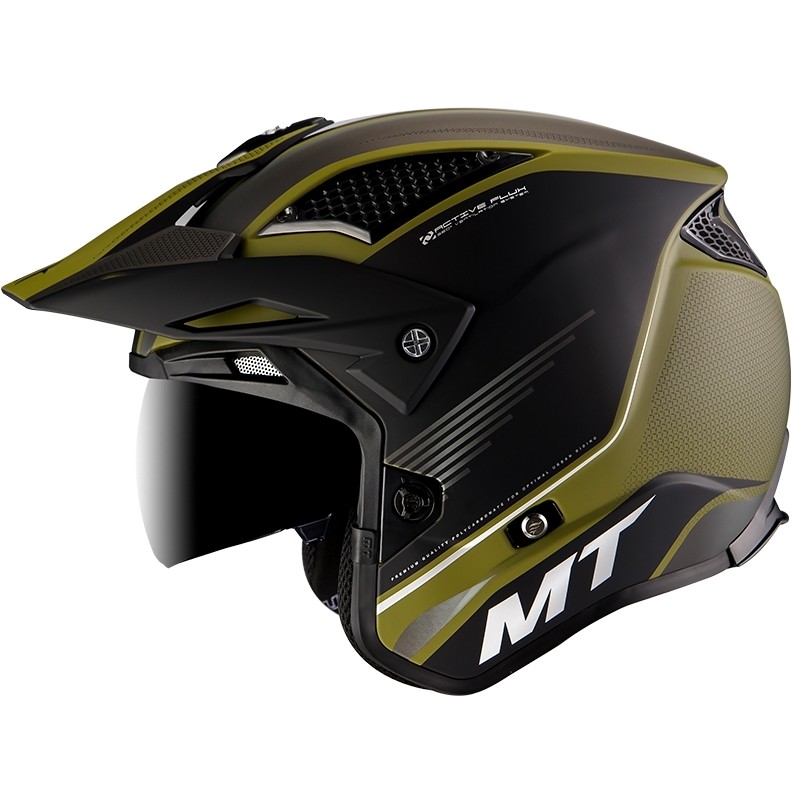 Casco Moto Trial MT Helmets DISTRICT Post B6 Verde Opaco