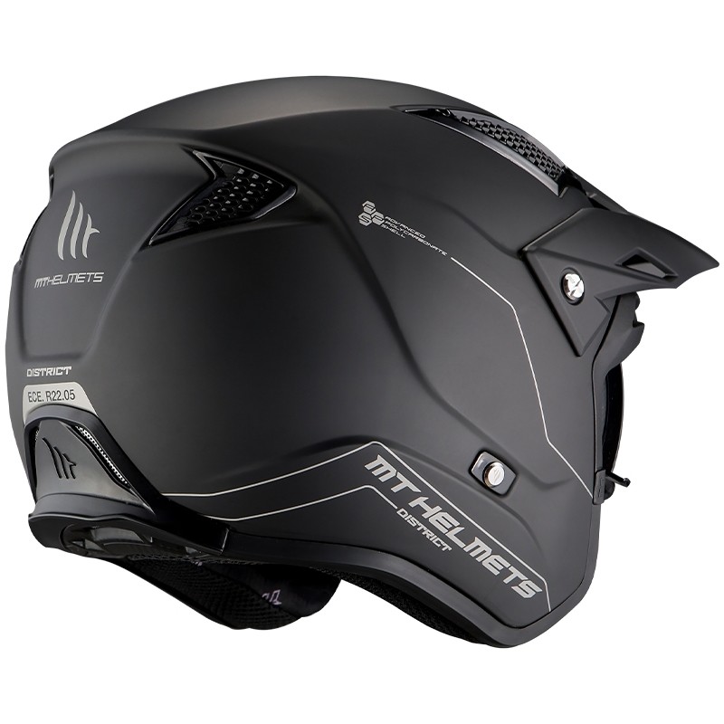 Casco Moto Trial MT Helmets DISTRICT Solid A1 Nero Opaco