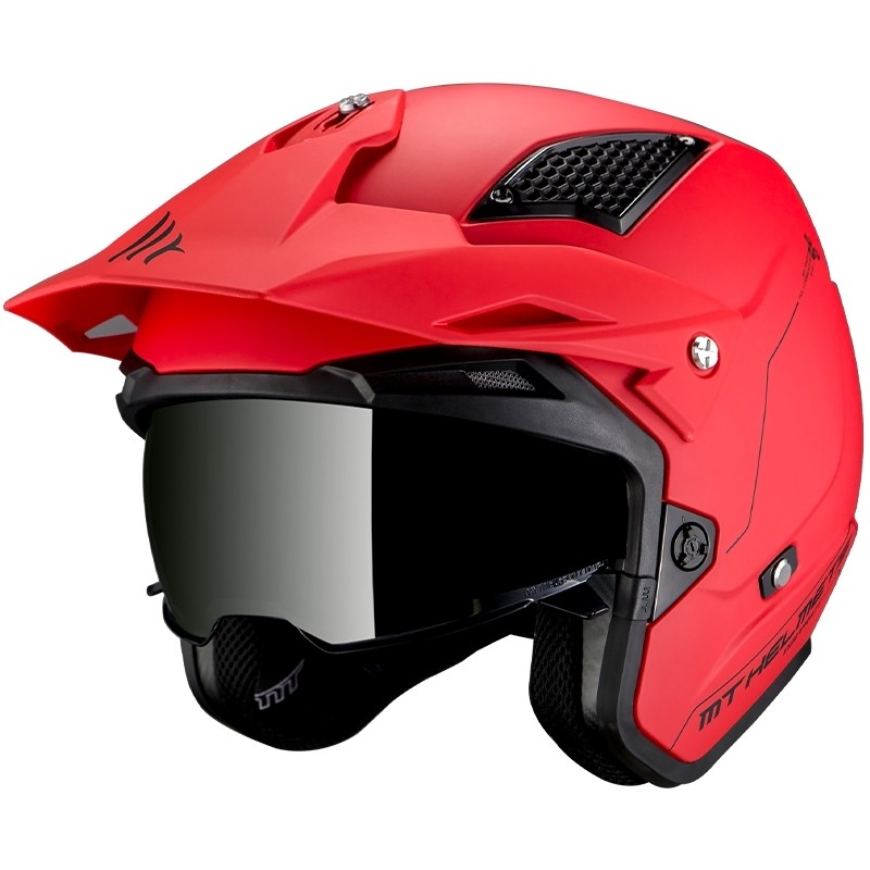 Casco Moto Trial MT Helmets DISTRICT Solid A5 Rosso Opaco