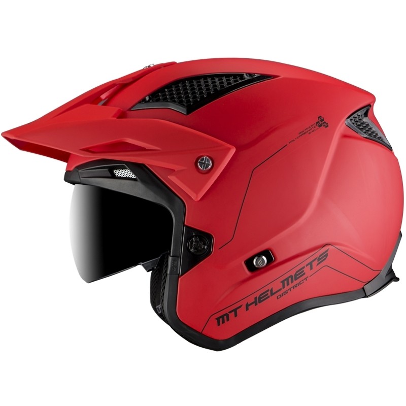Casco Moto Trial MT Helmets DISTRICT Solid A5 Rosso Opaco