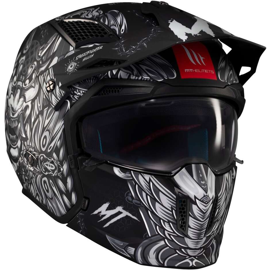 Casco Moto Trial Mt Helmets STREETFIGHTER SV S HELLISH B2 Opaco