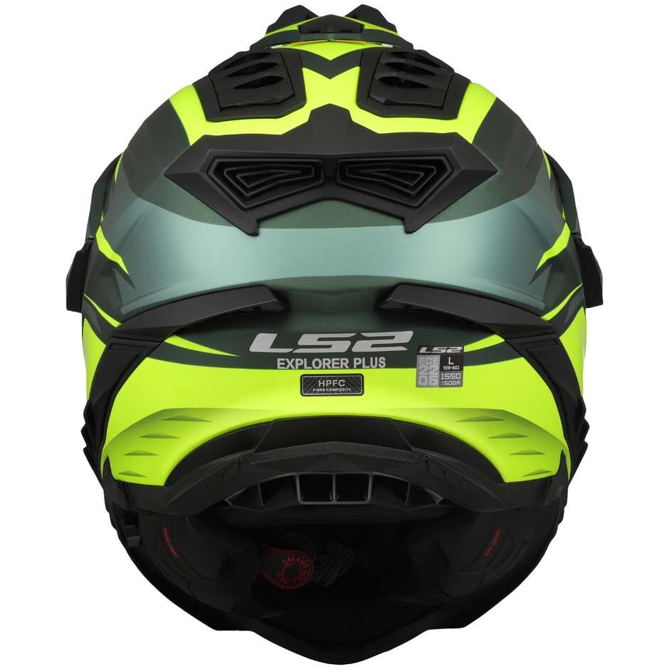Casco Moto Turismo Off Road Ls2 MX701 EXPLORER HPFC SPIRE Verde Giallo Fluo
