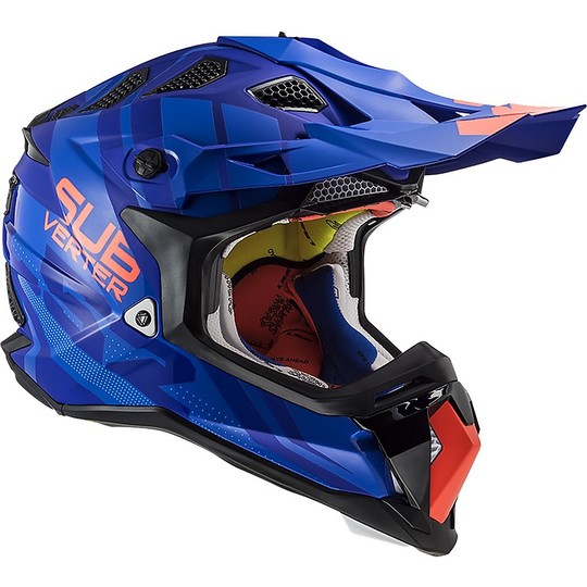 Casque Cross Enduro Off Road Moto Ls2 MX470 SUBVERTER Troop Blue Matt Orange