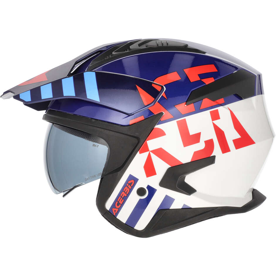 Casque de moto Acerbis ARIA EVO GRAPHIC Jet Blanc/Rouge/Bleu