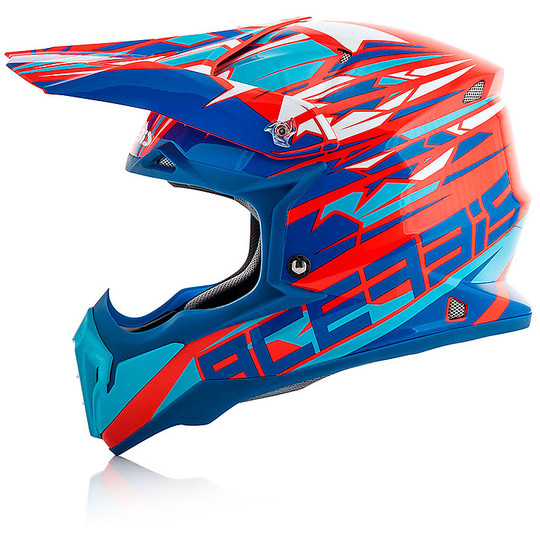 Casque de moto Acerbis Impact 3.0 Cross Enduro Rouge Fluo / Bleu