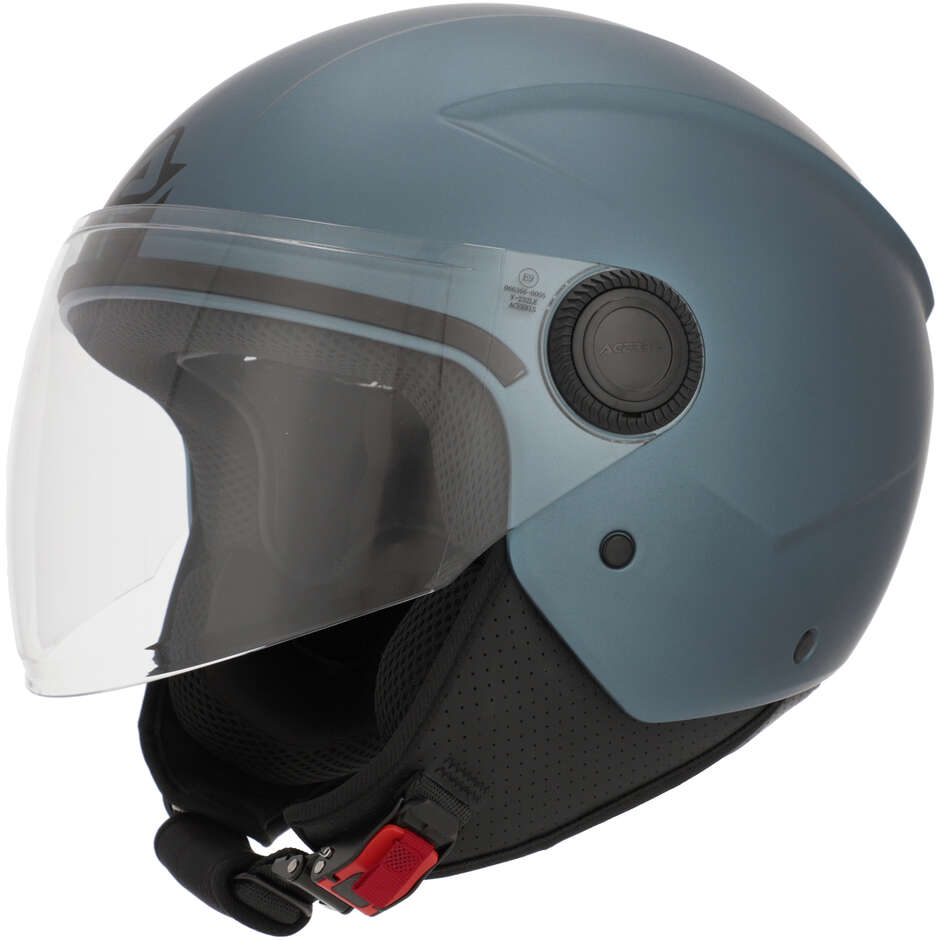 Casque de moto Acerbis Jet avec visière bleu foncé métallisé Brezza
