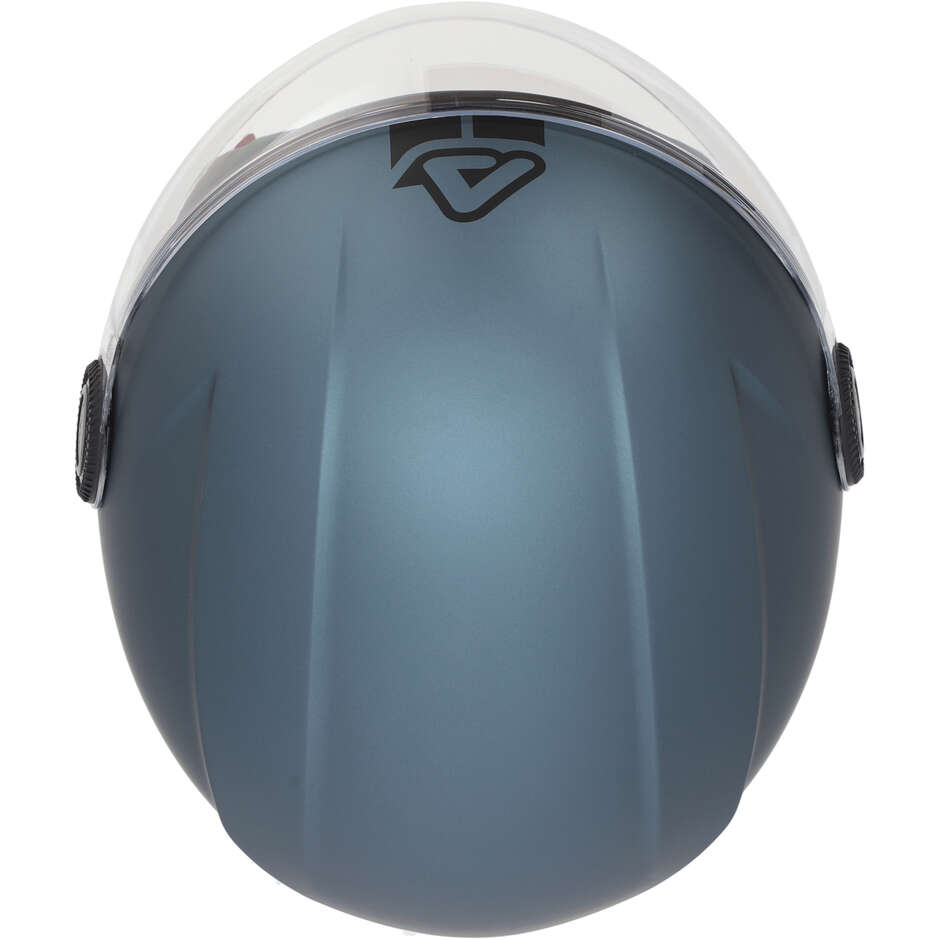 Casque de moto Acerbis Jet avec visière bleu foncé métallisé Brezza