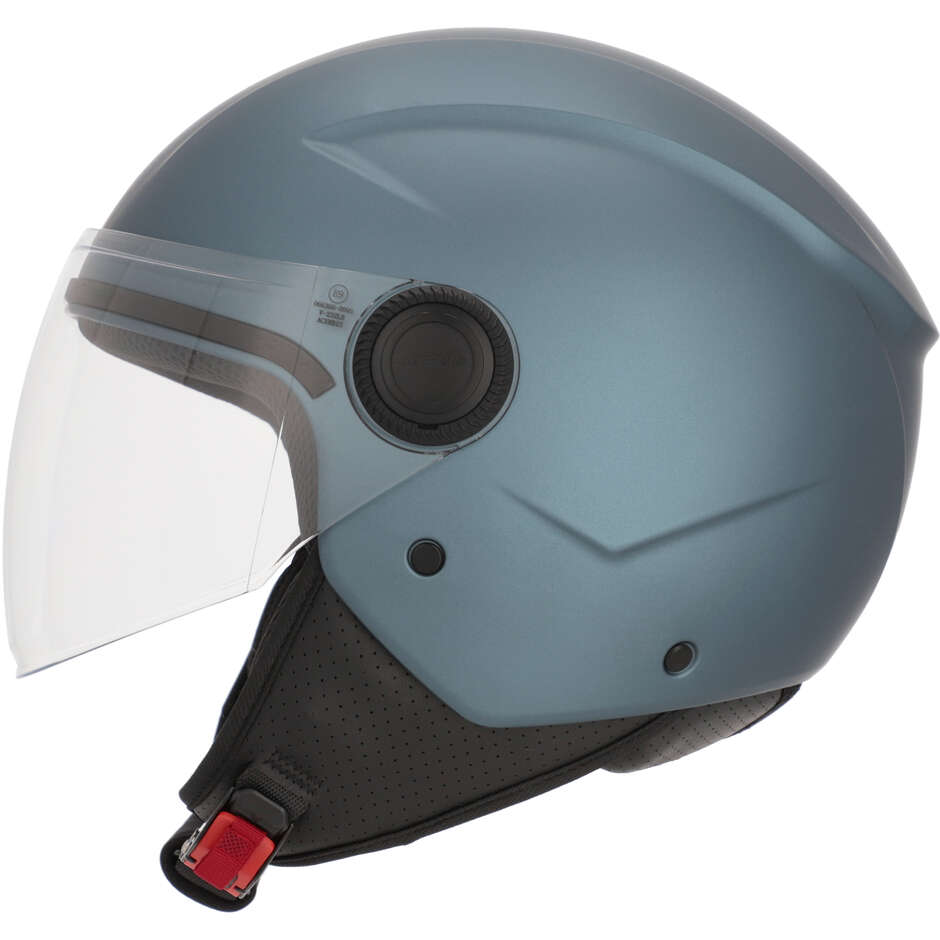 Casque de moto Acerbis Jet avec visière bleu foncé métallisé Brezza
