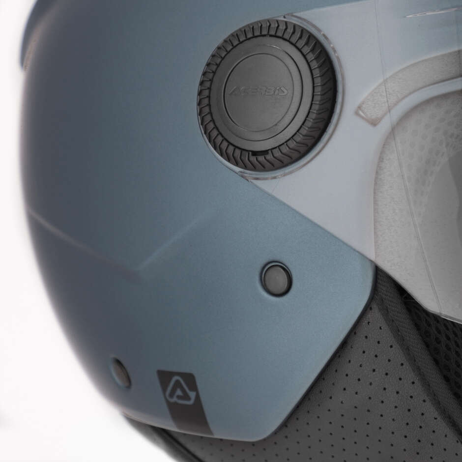 Casque de moto Acerbis Jet avec visière bleu foncé métallisé Brezza