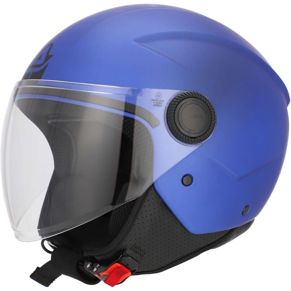 Casque de moto Acerbis Jet avec visière Brezza bleu métallisé