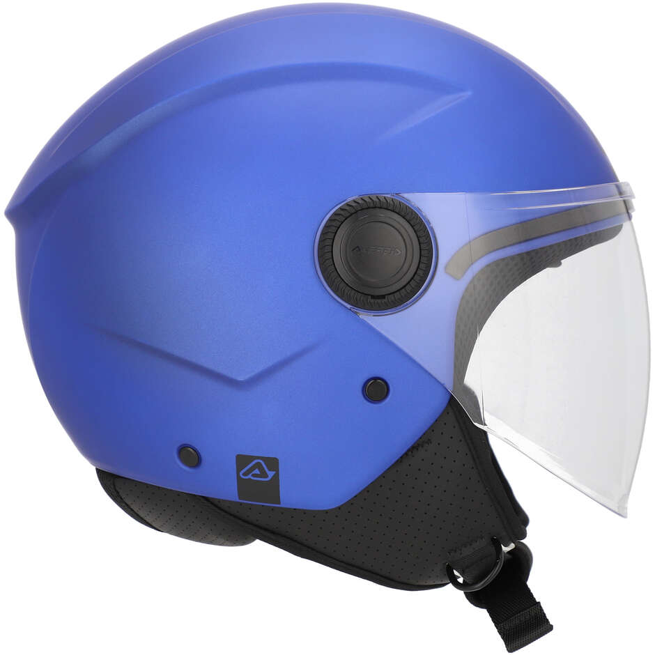 Casque de moto Acerbis Jet avec visière Brezza bleu métallisé