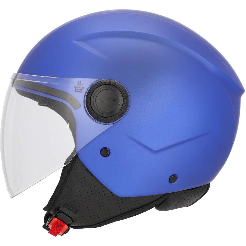 Casque de moto Acerbis Jet avec visière Brezza bleu métallisé
