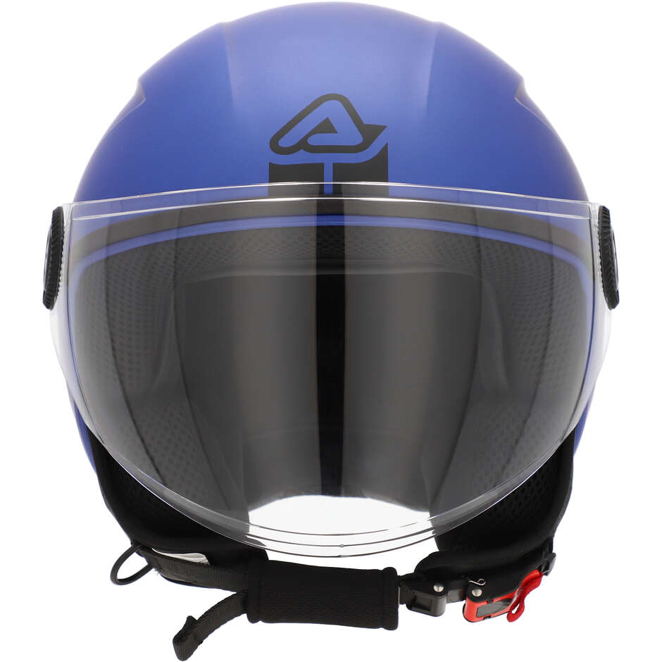 Casque de moto Acerbis Jet avec visière Brezza bleu métallisé