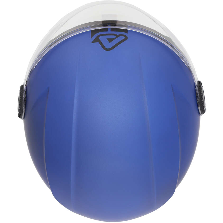 Casque de moto Acerbis Jet avec visière Brezza bleu métallisé