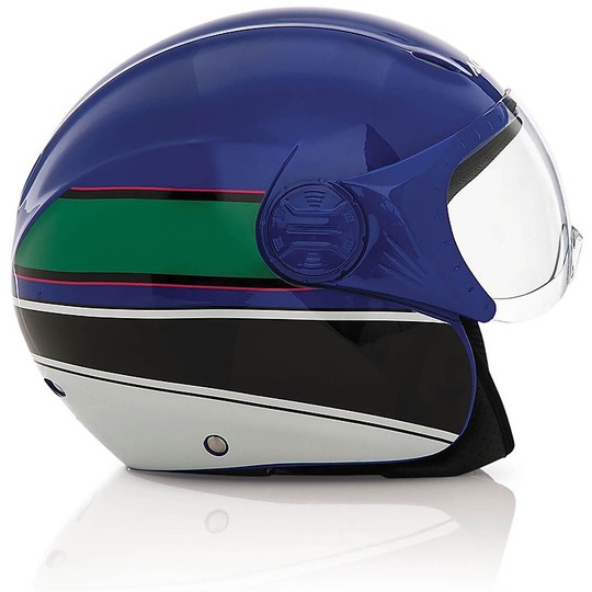 Casque de moto Acerbis Jet avec X-Jet sur vélo bleu vert visière