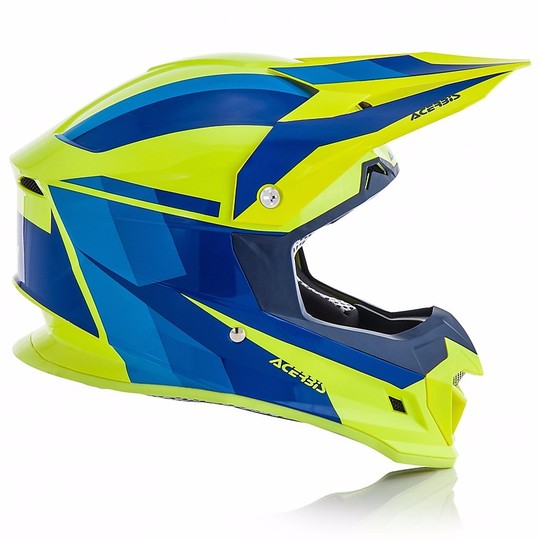 Casque de moto Acerbis Profile 4.0 Cross Enduro Jaune Fluo / Bleu brillant