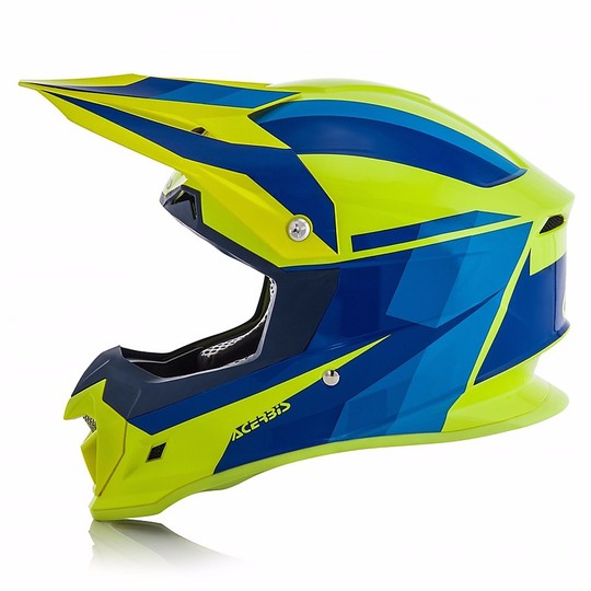 Casque de moto Acerbis Profile 4.0 Cross Enduro Jaune Fluo / Bleu brillant