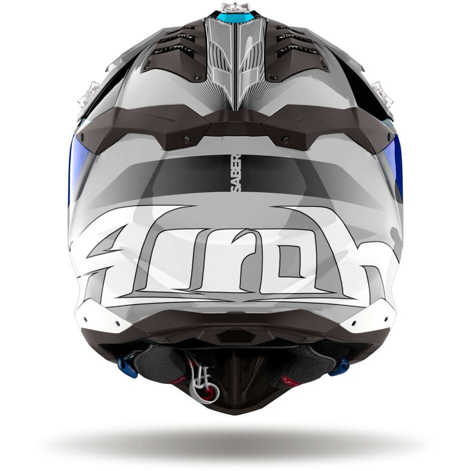 Casque de moto Airoh AVIATOR 3 SABRE Cross Enduro Bleu Brillant