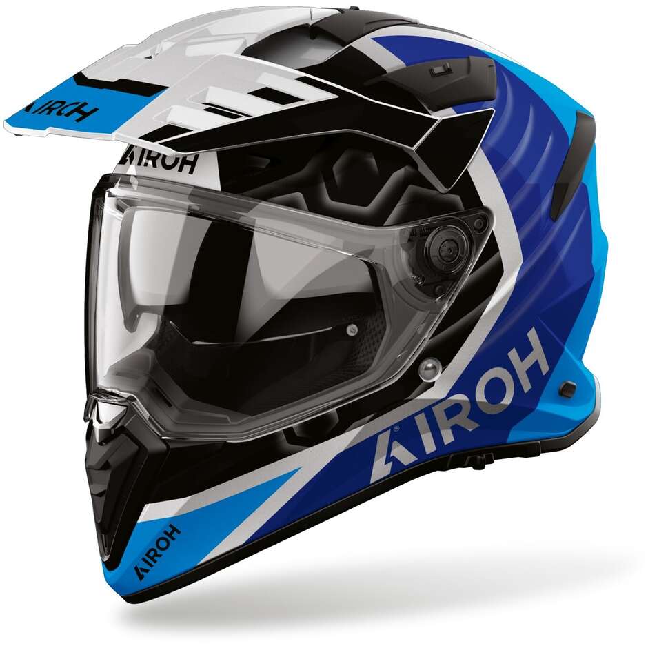 Casque de moto Airoh BADX-X CUBE Adventure, bleu brillant