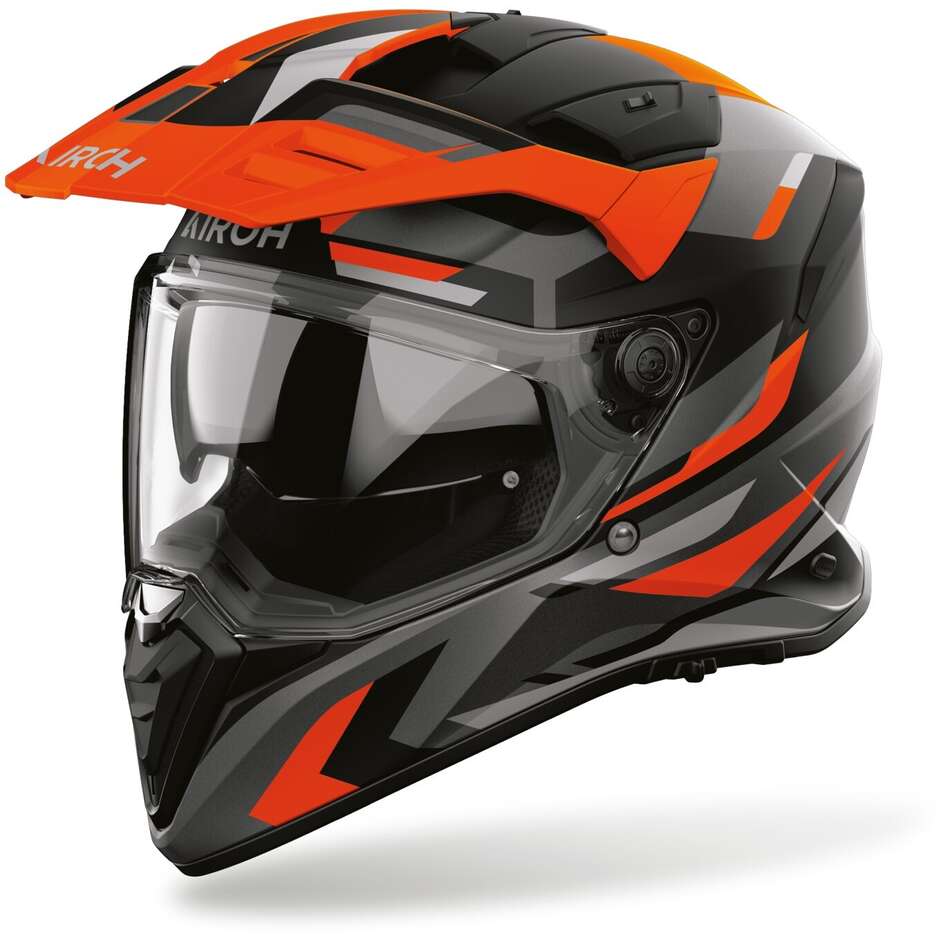 Casque de moto Airoh BADX-X GLITCH Adventure, orange mat