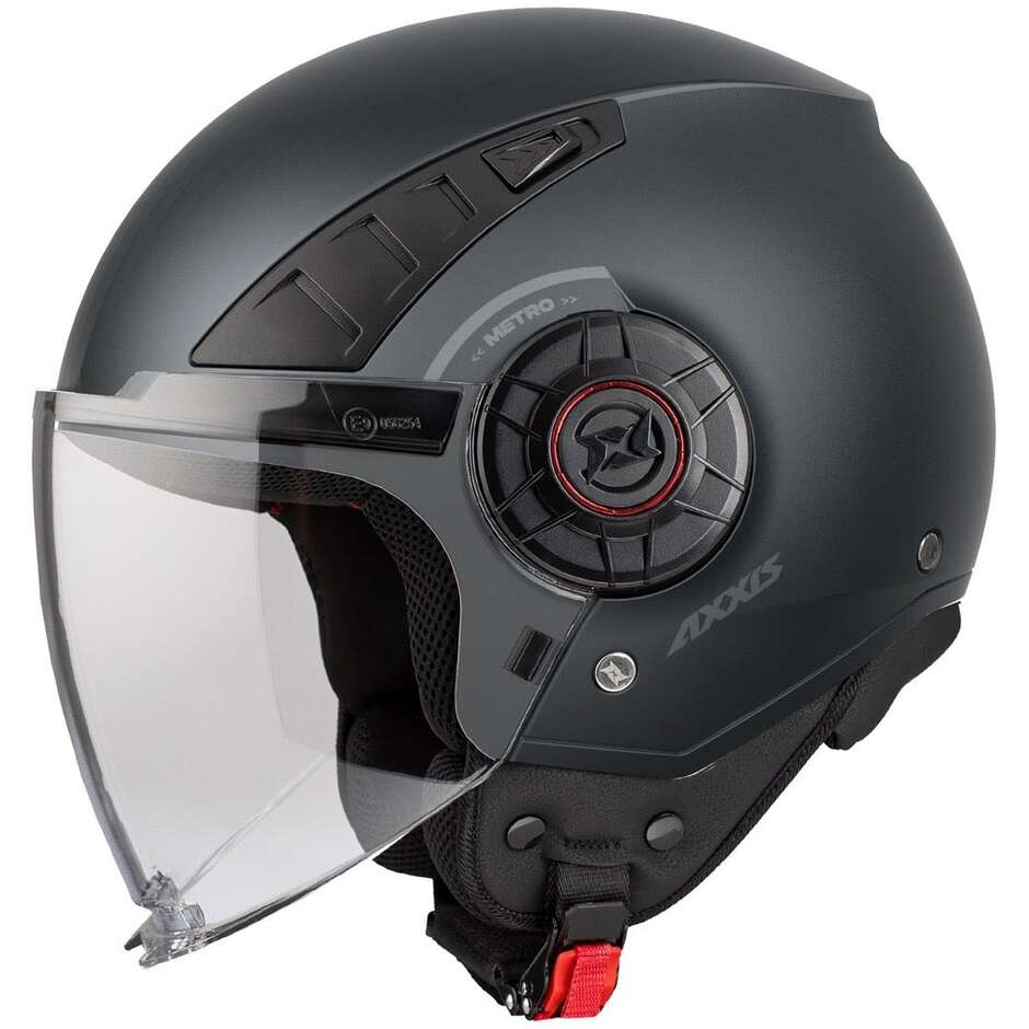 Casque de moto Axxis Jet Metro S V2 Solid A2 en titane mat 513b