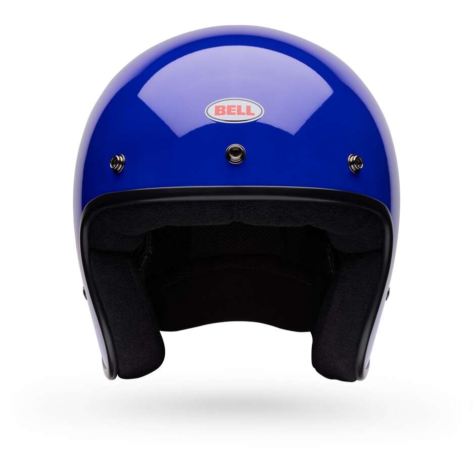Casque de moto Bell MAGNUM bleu uni style café racer