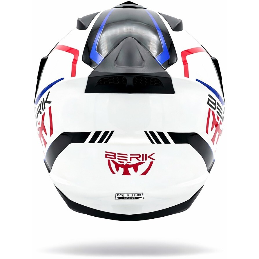 Casque de moto Berik MX313 Adventure Pro à double visière, blanc, rouge, bleu