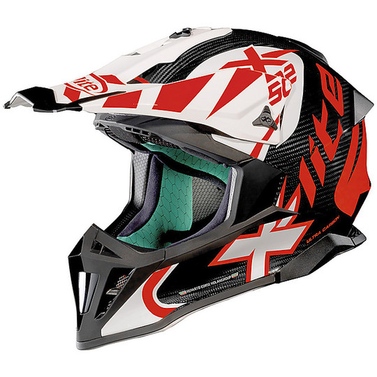 Casque de moto Cross Enduro en carbone X-Lite X-502 Ultra Carbon Xtream blanc rouge