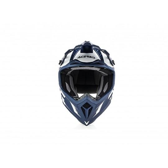Casque de moto Cross Enduro en fibre Acerbis X-PRO VTR blanc bleu