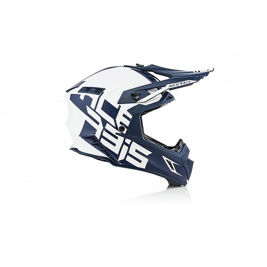 Casque de moto Cross Enduro en fibre Acerbis X-PRO VTR blanc bleu