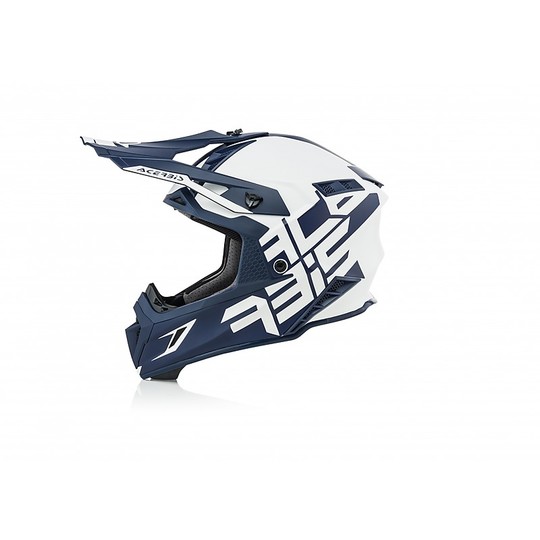 Casque de moto Cross Enduro en fibre Acerbis X-PRO VTR blanc bleu